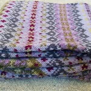 Eddie Bauer Double Sides Fair Isle Knit Winter Scarf - Lavender